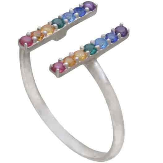 Bague Arc-en-ciel ajustable – Argent Sterling avec Nano Gemmes