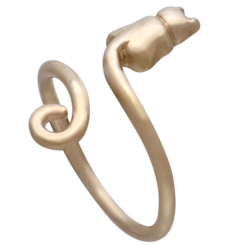 Bronze Adjustable Cat Ring – Gold Tone Kitty Wrap Ring