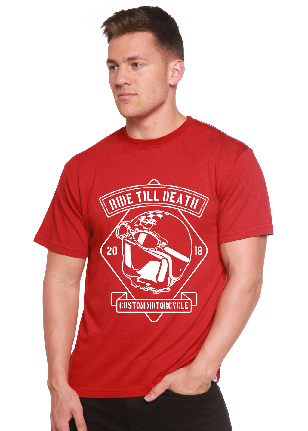 T-shirt à manches courtes graphique en bambou viscose/coton biologique filé Ride Till Death Spun Bamboo® pour hommes