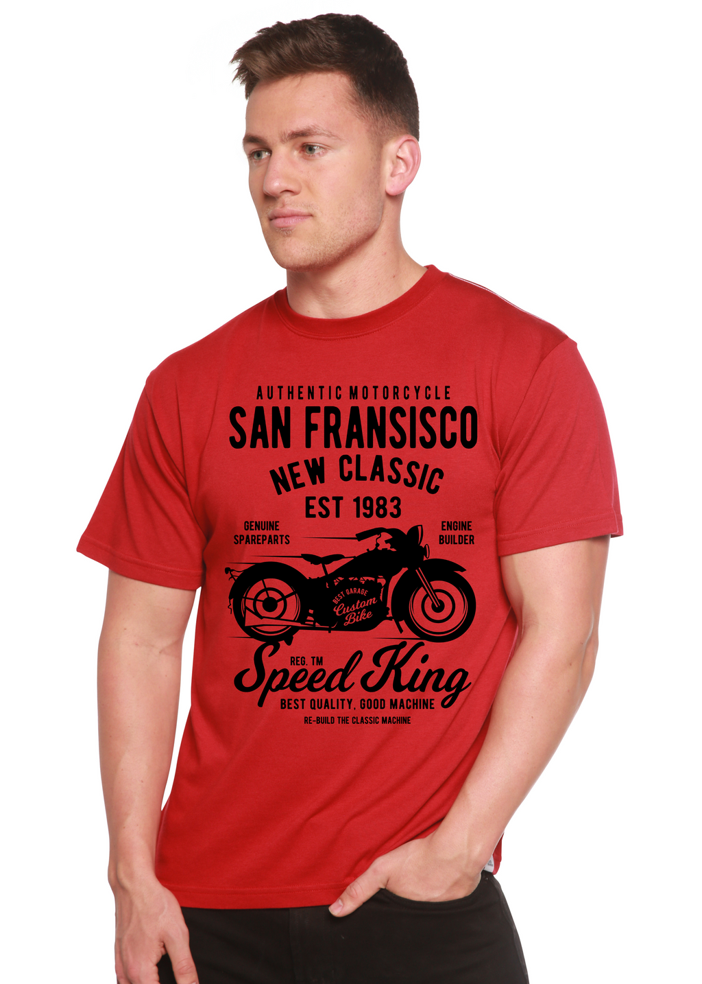 T-shirt à manches courtes San Francisco Spun Bamboo® en viscose de bambou/coton biologique pour homme avec motif graphique