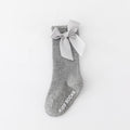 Nouvelles chaussettes extensibles pour enfants, tout-petons, filles, avec grand nœud, hauteur genou, longues, en coton doux, en dentelle, confortables, colorées