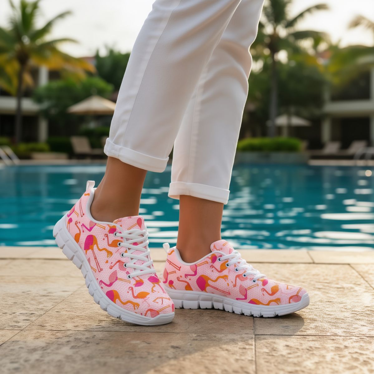 Baskets flamant rose multicolores