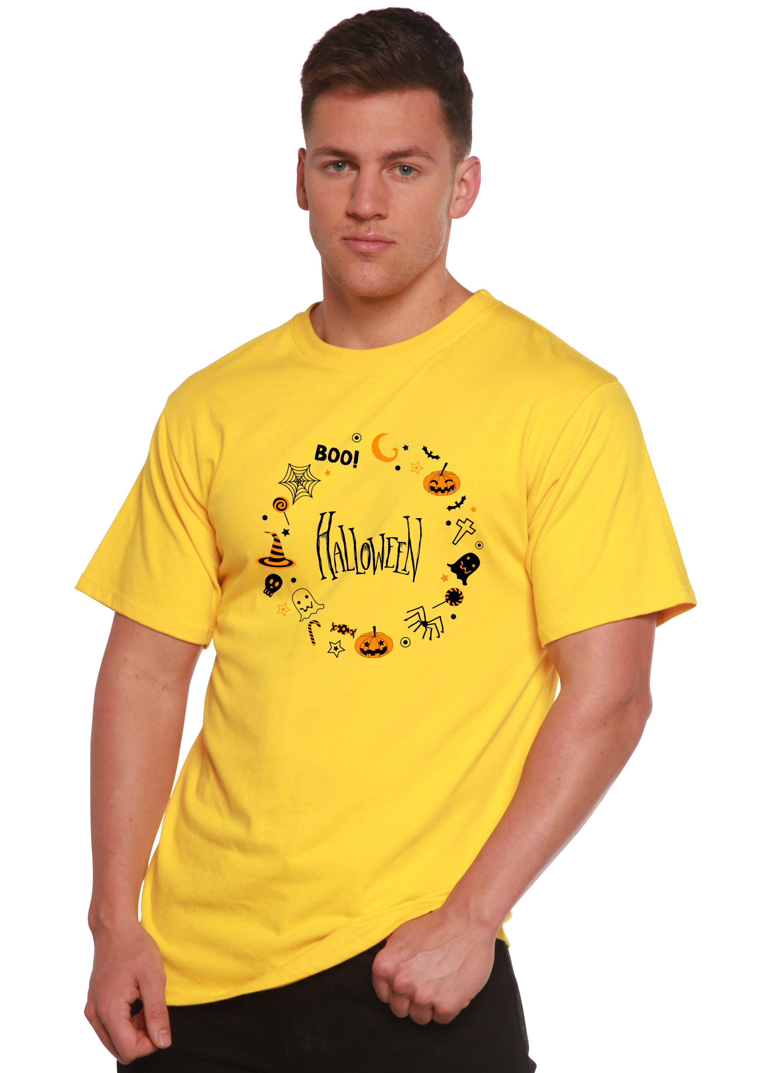 T-shirt graphique Bool Halloween à manches courtes en viscose de bambou et coton biologique pour homme