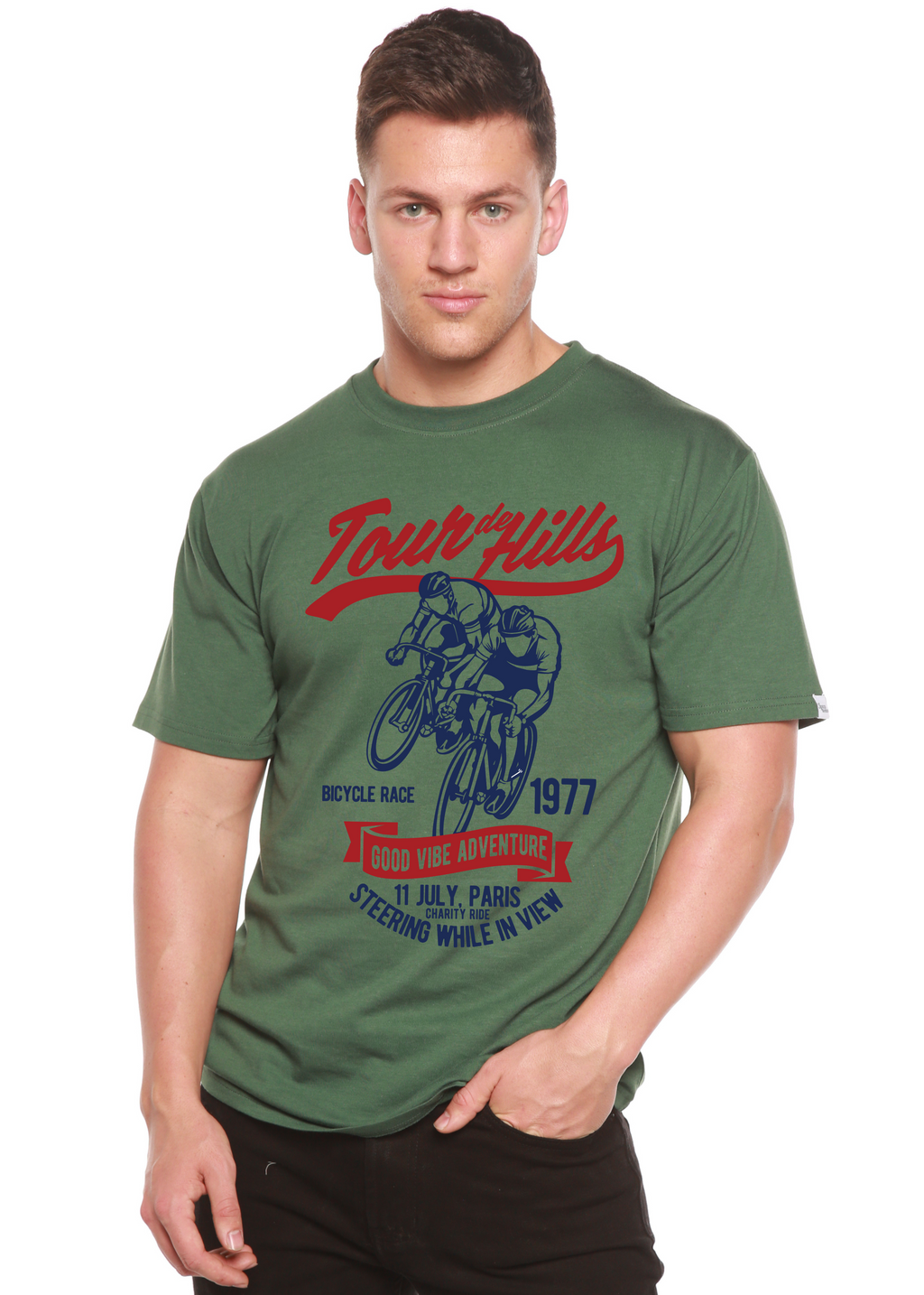 T-shirt graphique à manches courtes en viscose de bambou et coton biologique Tour De Hills Spun Bamboo® pour homme