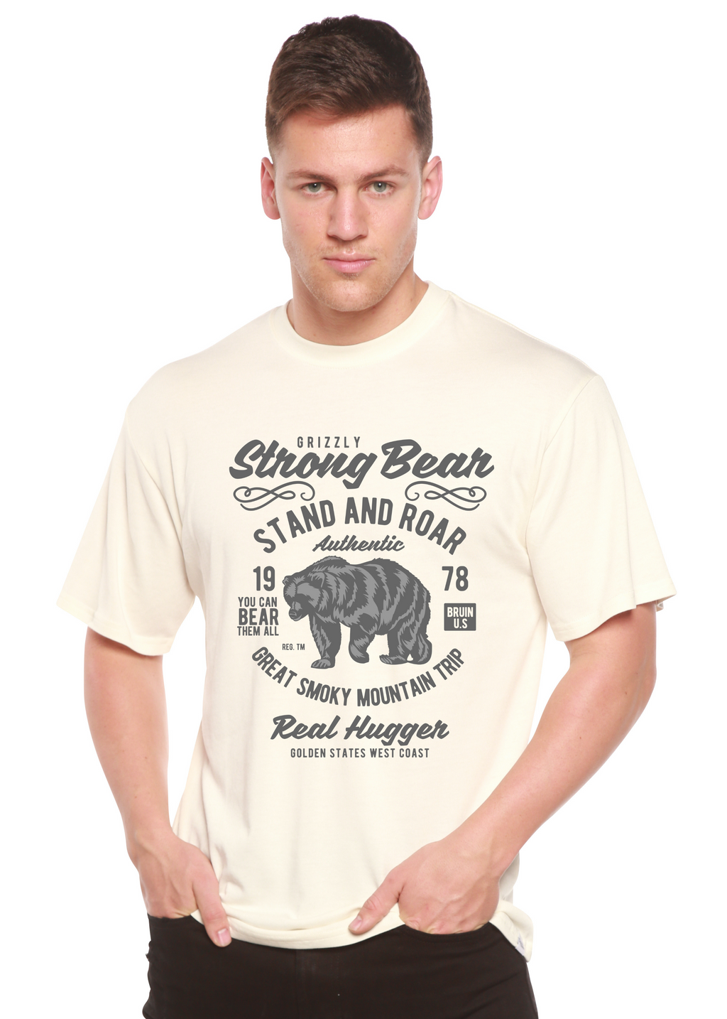 T-shirt graphique Strong Bear en bambou/coton bio à manches courtes pour homme