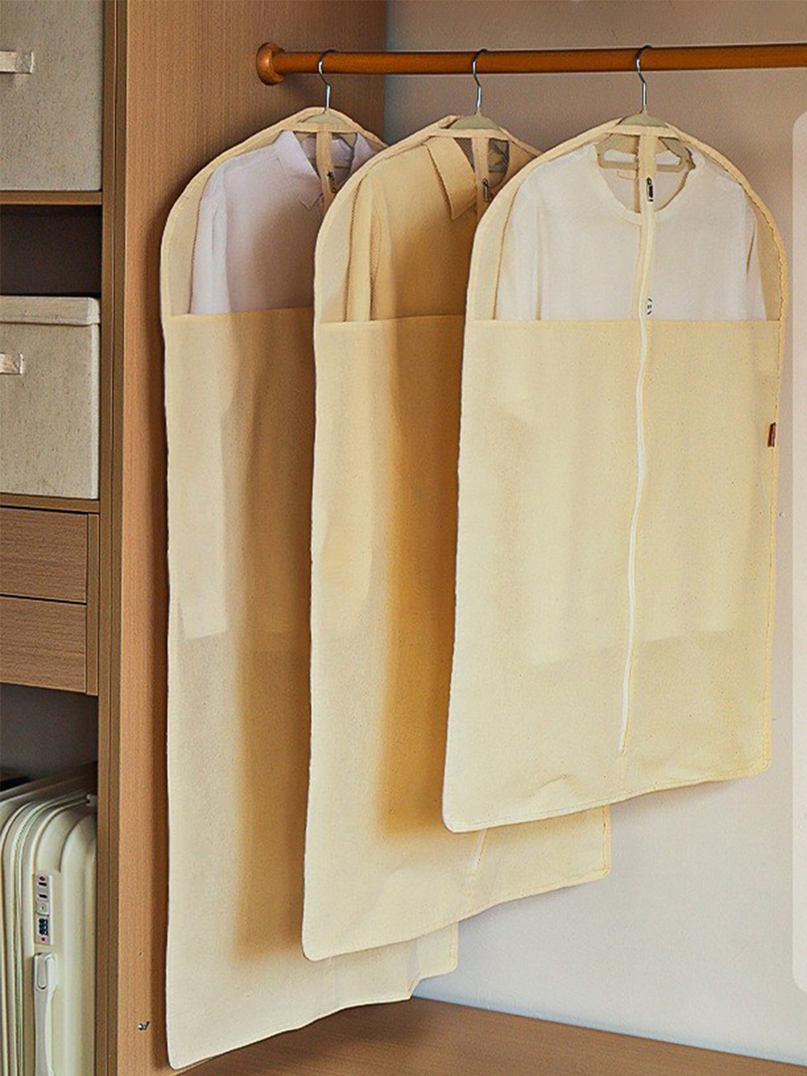 Sacs de rangement anti-poussière en lin et coton avec fenêtre transparente