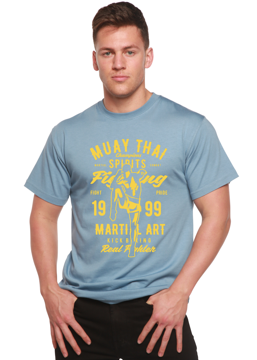 T-shirt graphique à manches courtes en viscose de bambou/coton biologique pour homme Muay Thai Spun Bamboo®