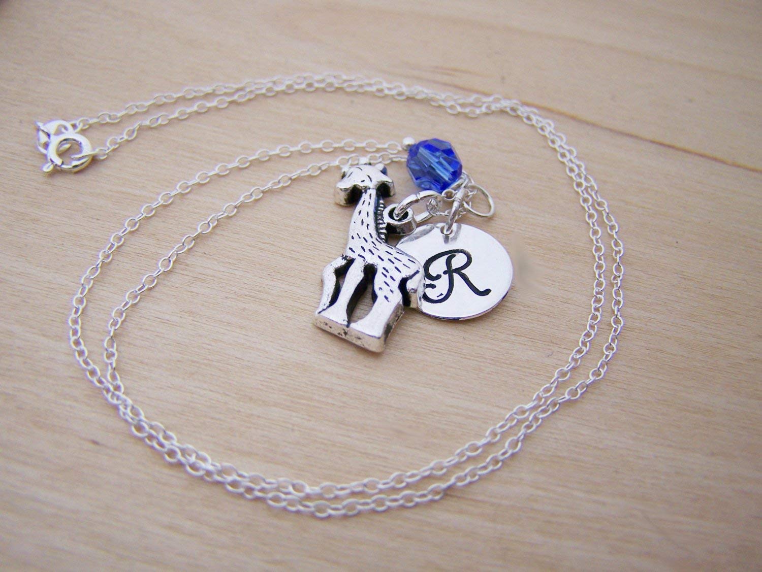 Giraffe Charm Necklace – Personalized Sterling Silver