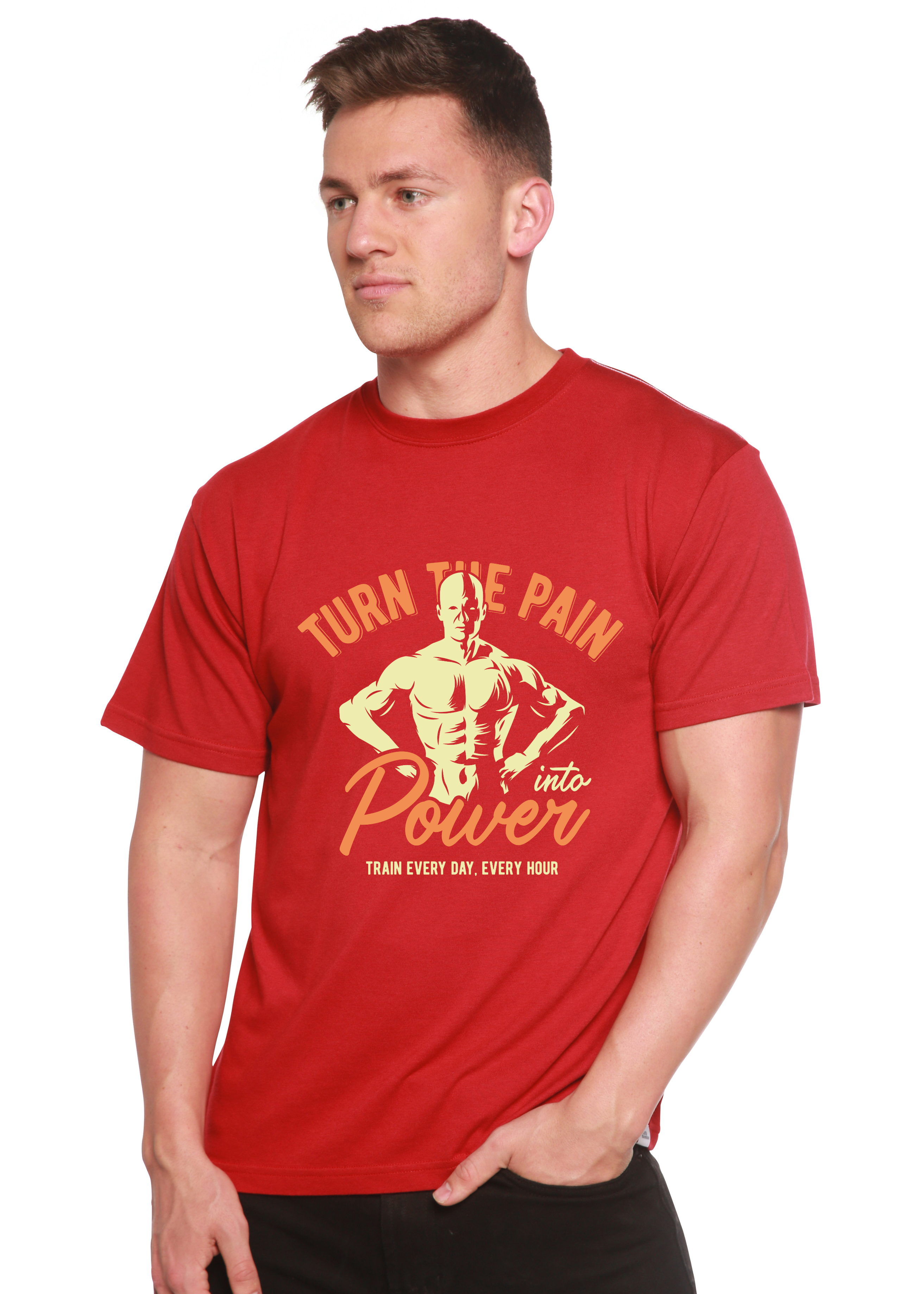 T-Shirt Graphique à Manches Courtes en Viscose de Bambou et Coton Biologique pour Homme "Turn The Pain"
