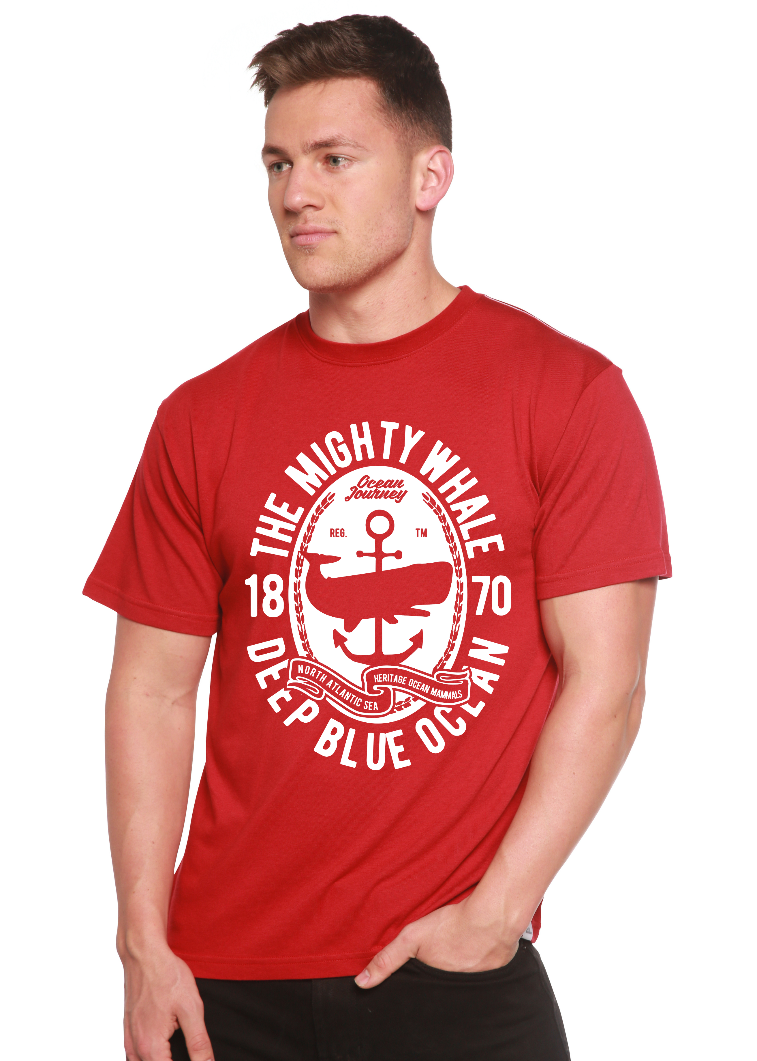 T-shirt à manches courtes Mighty Spun Bamboo® en viscose de bambou/coton biologique pour homme avec motif