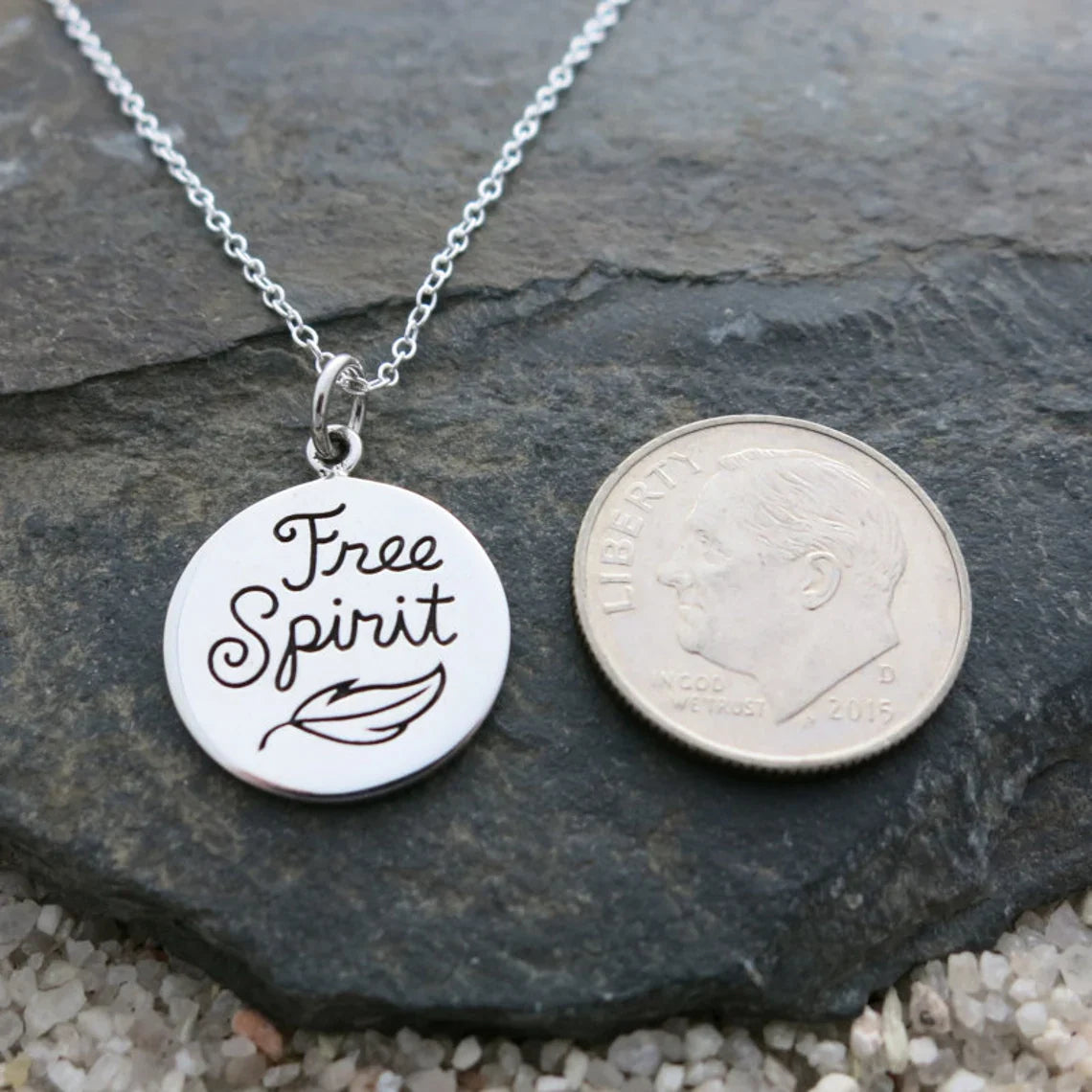 Collier Esprit Libre – Collier à breloque citation en argent sterling, cadeau inspirant
