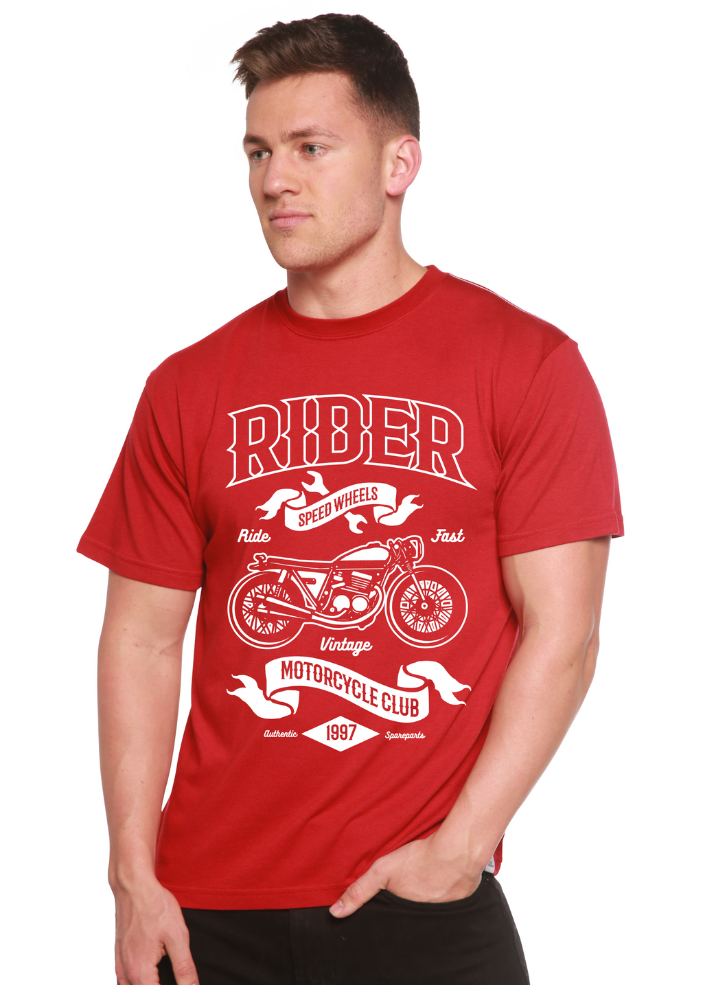 T-shirt graphique Rider Spun Bamboo® à manches courtes en viscose de bambou/coton biologique pour homme