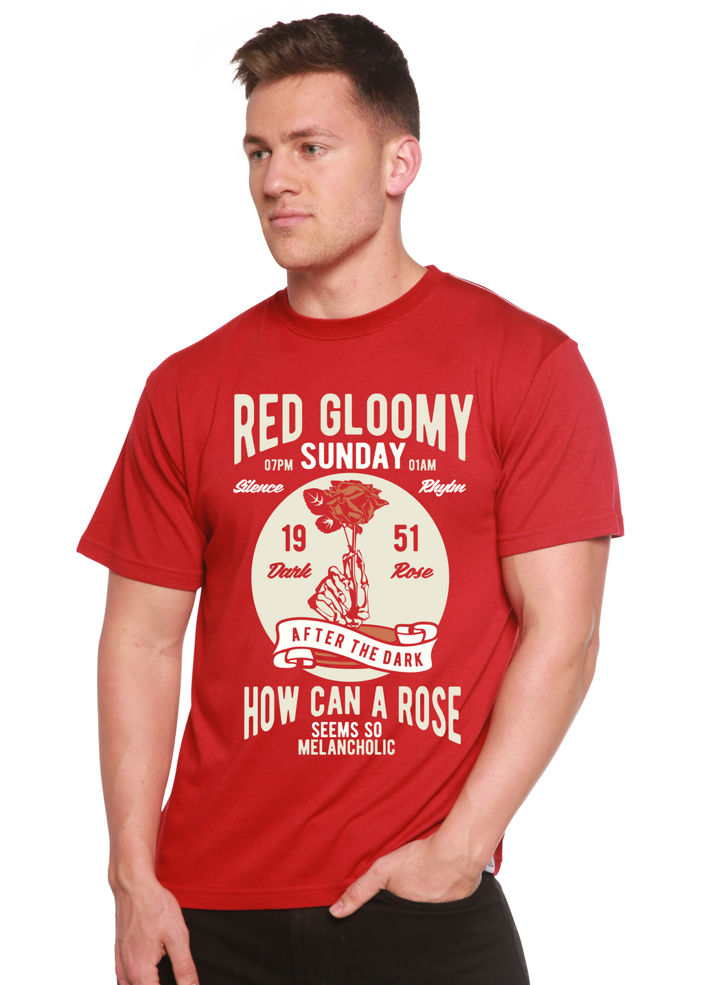 T-shirt à manches courtes Red Gloomy Spun Bamboo® en viscose de bambou et coton biologique pour homme