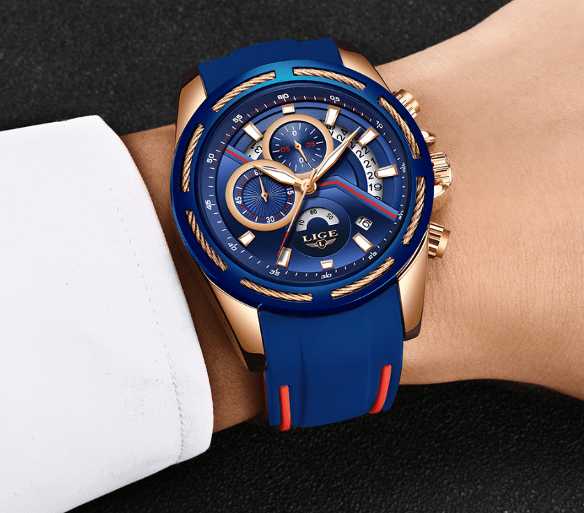 Montre moderne étanche pour homme avec bracelets en caoutchouc Montres multifonctions Design unique Cadeau parfait