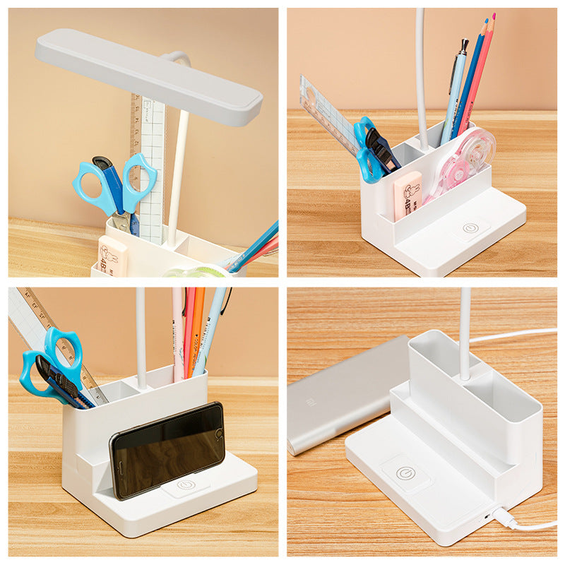 Lampe de Table LED avec Rangement pour Stylo, Protection des Yeux, Gradation Continue, Lampe de Bureau pour Étude, Enfants, Lampe de Chevet LED Intelligente, Lumière Décorative, Lampes d'Étude Mignonnes pour Décoration de Chambre