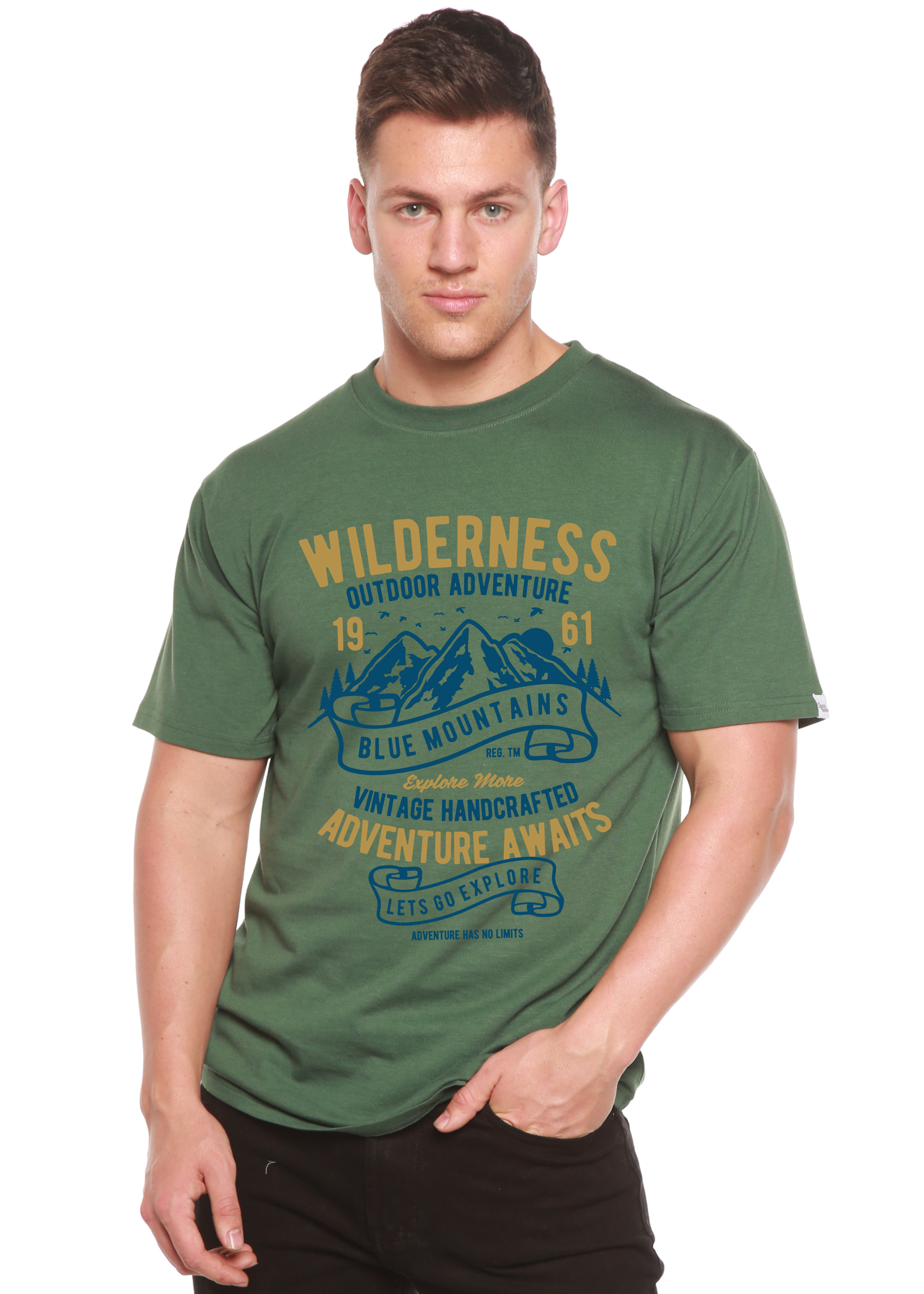 T-shirt à manches courtes et motif graphique Wilderness Spun Bamboo® pour homme, en viscose de bambou/coton biologique