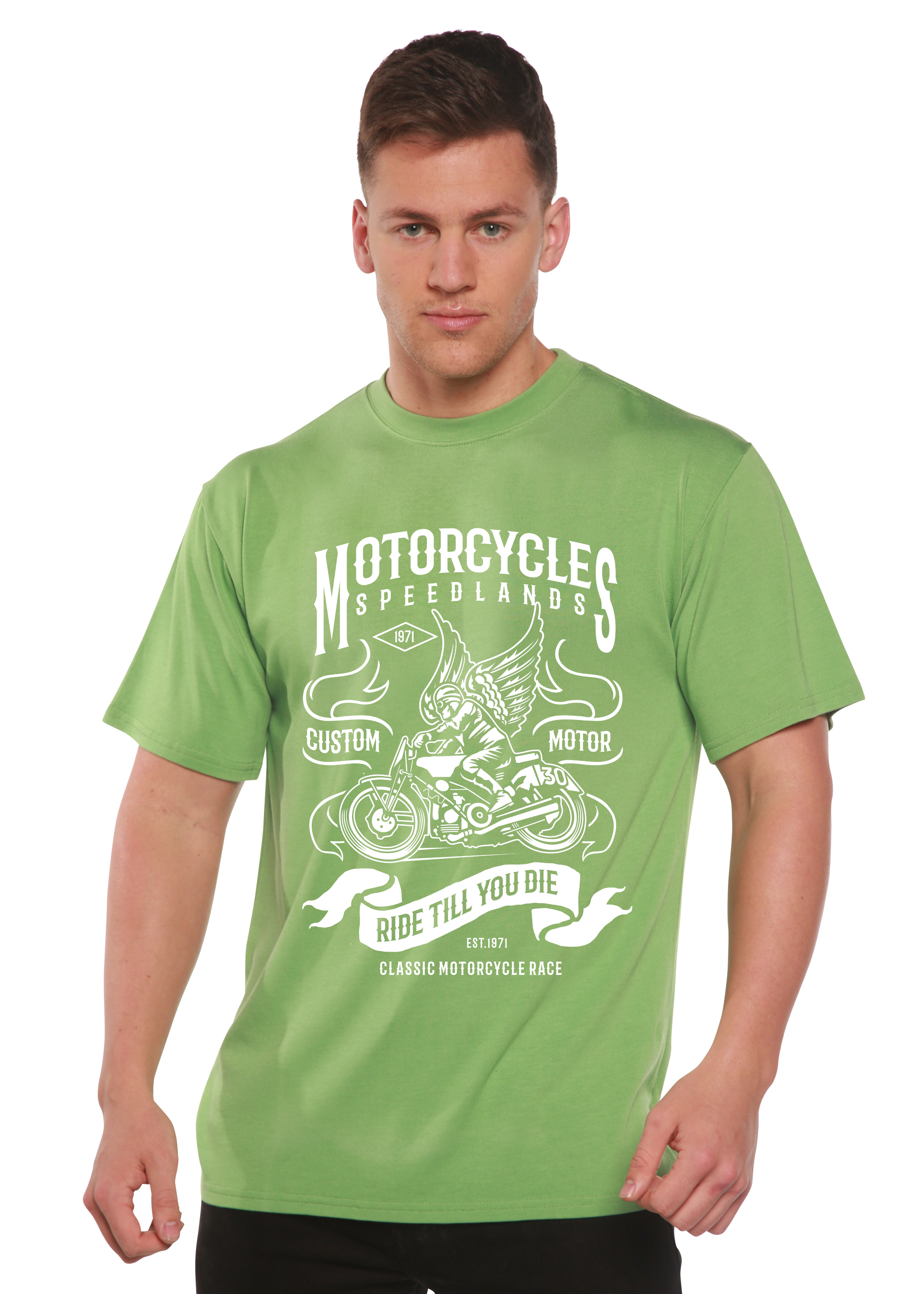 T-shirt graphique à manches courtes en viscose de bambou/coton biologique pour homme - Motos