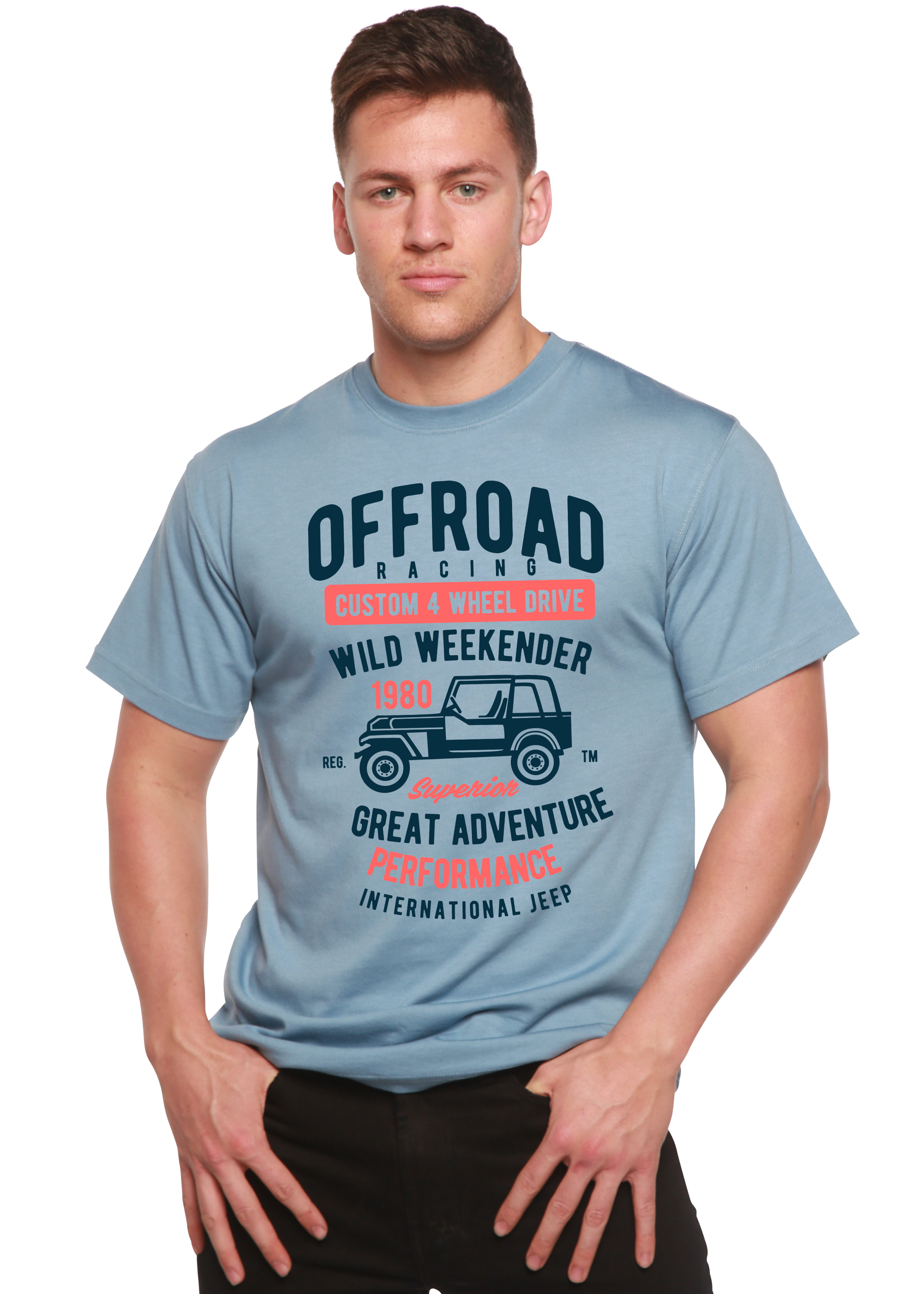 T-shirt graphique Off Road Racing en bambou Spun Bamboo® pour homme, en viscose de bambou/coton biologique, à manches courtes