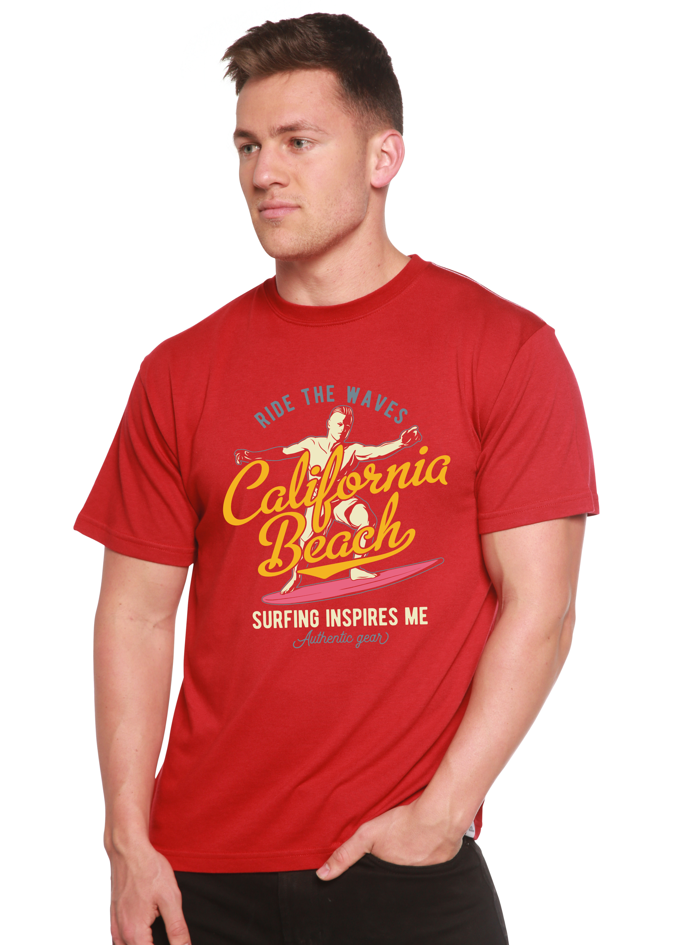 T-shirt graphique à manches courtes en viscose de bambou et coton biologique pour homme California Beach