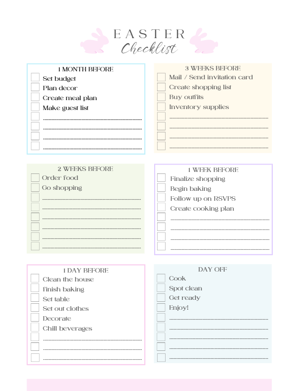 Printable Easter Planner – 40-Page Canva Template for Meals, Baskets, Egg Hunts & More