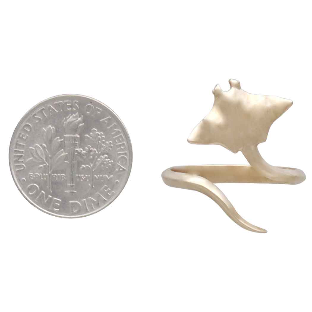 Bague Ajustable Raie Manta en Bronze