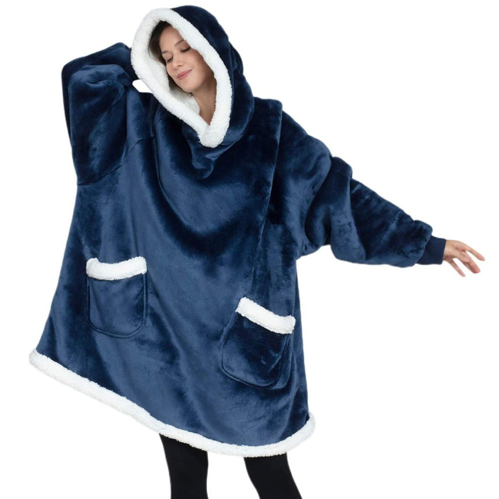 Couverture polaire à capuche surdimensionnée moderne avec manches, sweat-shirt polaire à capuche pour femme avec poche, couverture polaire chaude et douillette pour femme, taille unique pour homme et femme