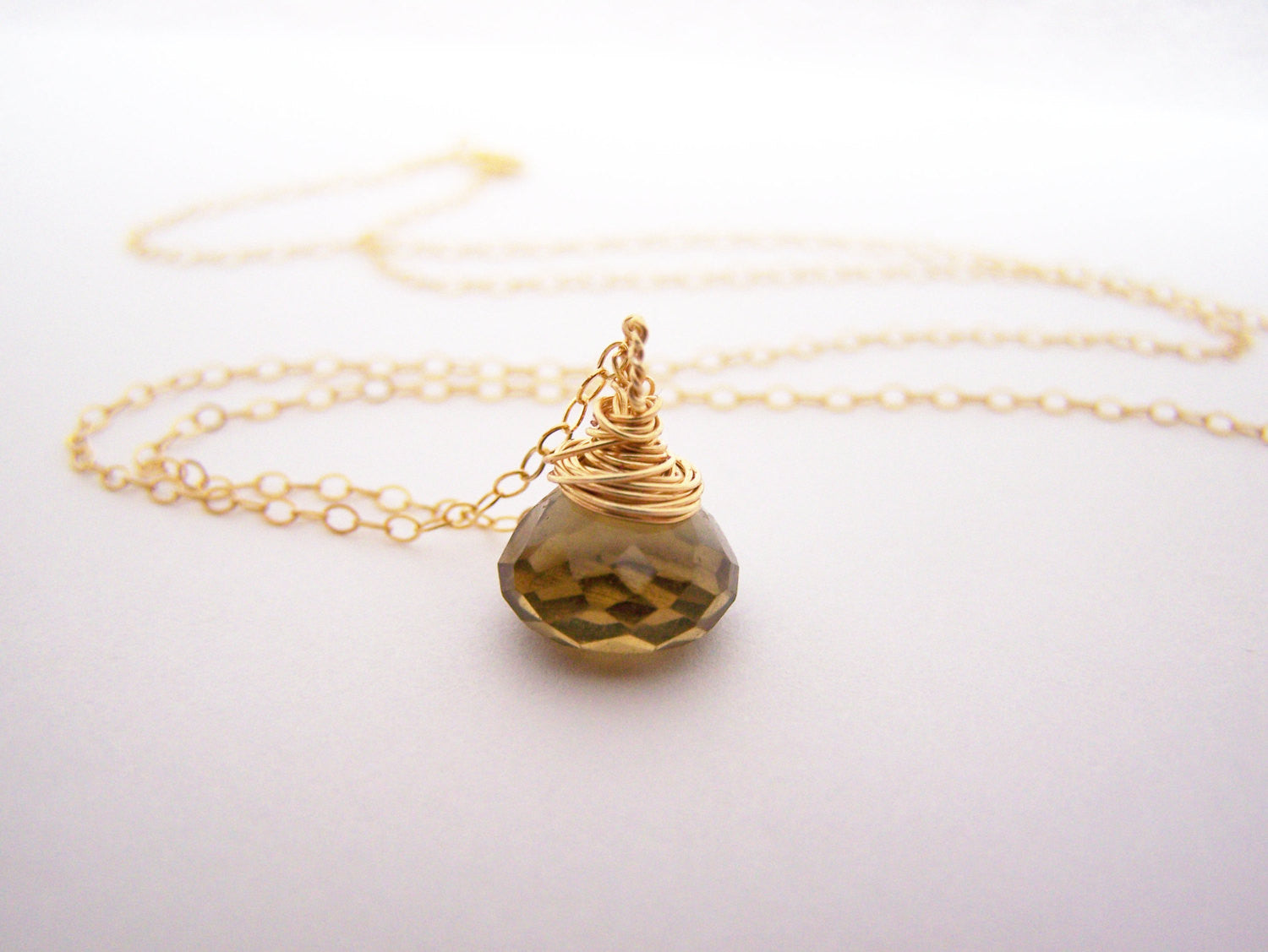 Smoky Topaz & 14k Gold Filled Necklace - As Worn by Stephanie Drapeau