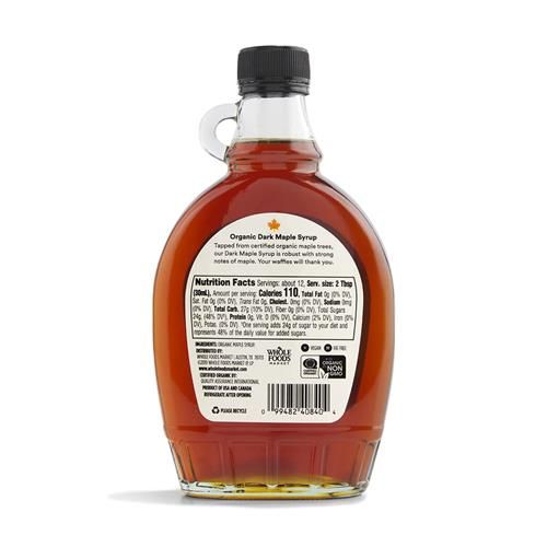 Sirop d'érable foncé biologique de catégorie A Whole Foods Market, 355 ml