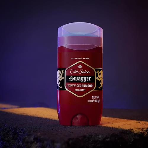 Déodorant sans aluminium Old Spice pour hommes, protection contre les odeurs 24h/24 et 7j/7, fraîcheur 24h/24 et 7j/7 et parfum longue durée, Swagger avec parfum bois de cèdre, 85 g