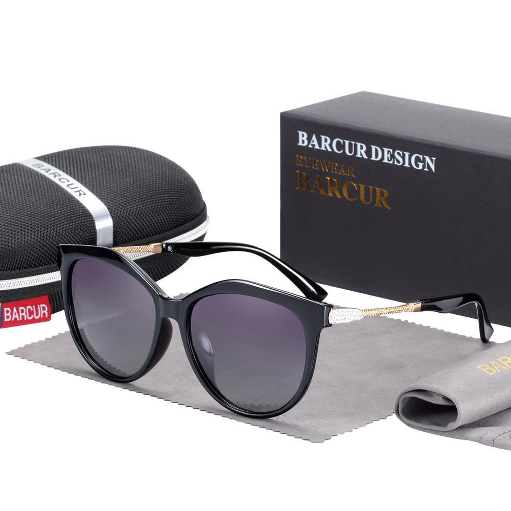 Stevvex - Lunettes de soleil polarisées œil de chat pour femme, verres dégradés ronds, oculos lunette de soleil femme