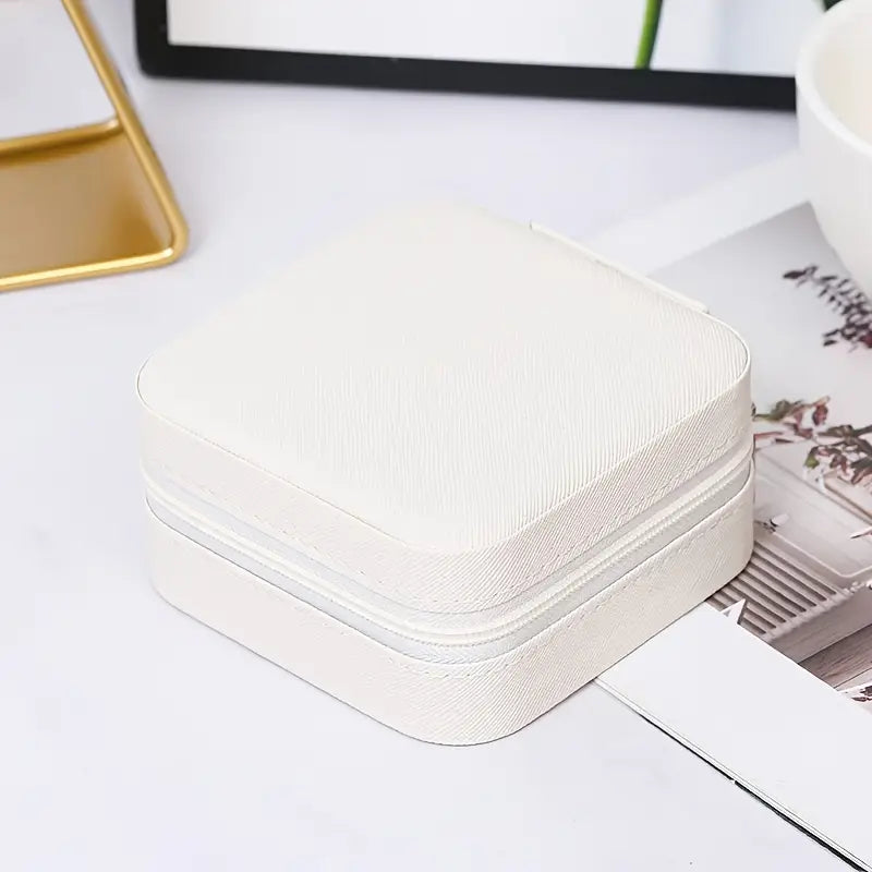 Étui à bijoux de voyage compact – Crème douce avec fermeture éclair