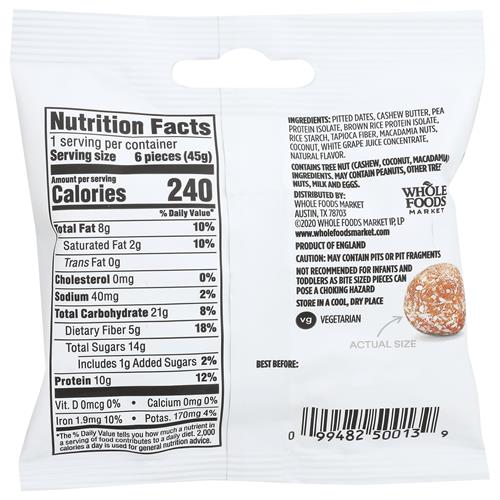 Bouchées protéinées moelleuses à la noix de coco et à la noix de macadamia Whole Foods Market, 1,58 once