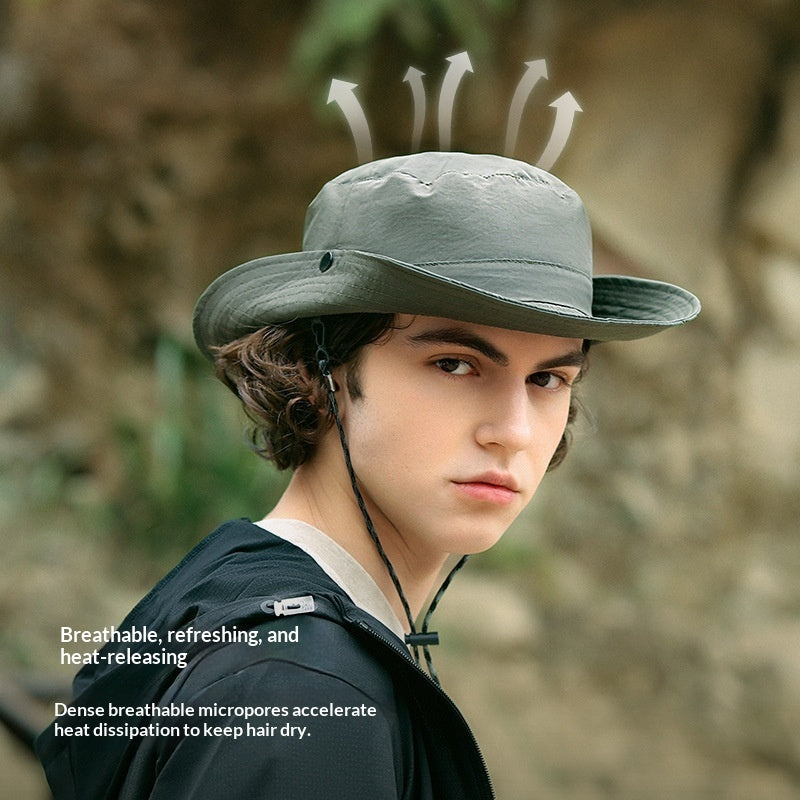 Chapeau de soleil en nylon à large bord anti-UV – Chapeau d'extérieur respirant pour femme et homme
