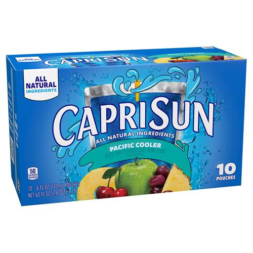 Boisson au jus aromatisée aux fruits mélangés Capri Sun Pacific Cooler, boîte de 10 unités, sachets de 17,7 cl