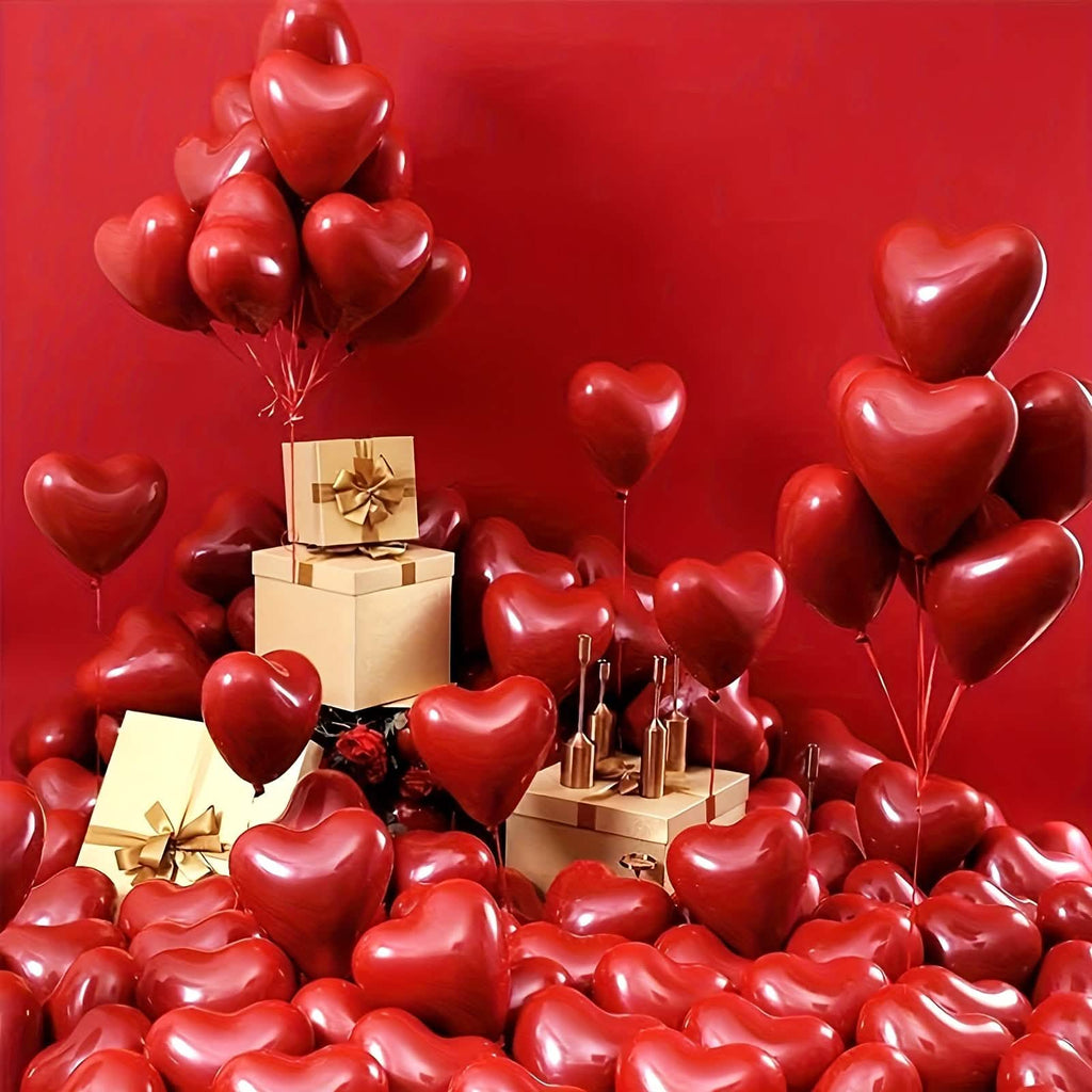 Lot de 30 ballons cœurs rouges – Décoration de fête et d'intérieur