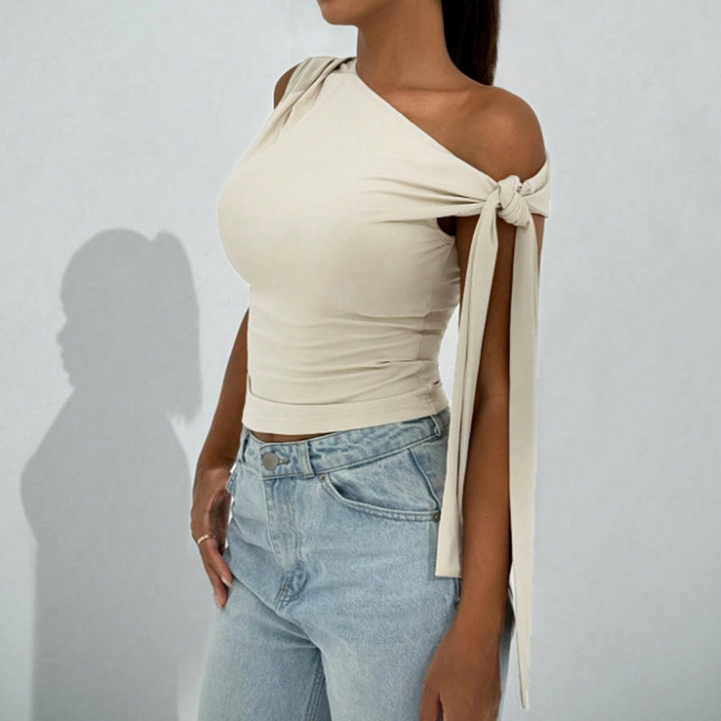 Haut asymétrique à épaule dénudée pour femme – Idéal pour sorties et fêtes