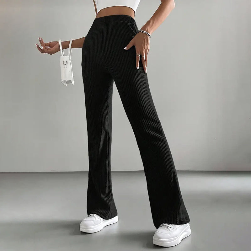 Pantalon de jogging côtelé et extensible pour femme