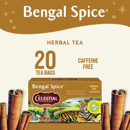 Tisane aux épices du Bengale Celestial Seasonings, boîte de 20 sachets de thé