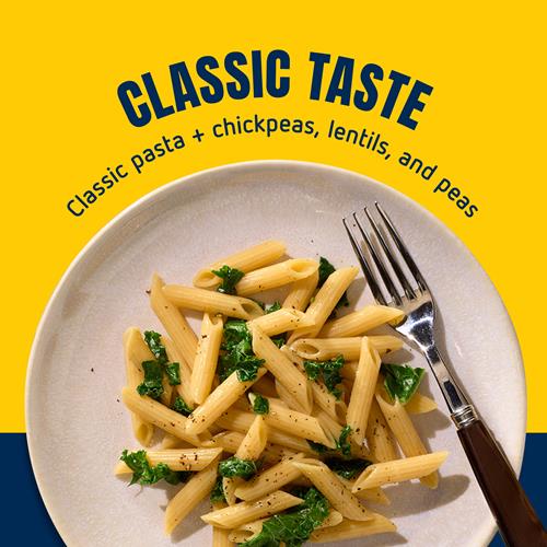 Barilla Protein+ (Plus) Pâtes Penne - Protéines de Lentilles, Pois Chiches & Pois - Bonne Source de Protéines Végétales - Pâtes Protéinées - Sans OGM - Certifié Casher - Boîte de 411 g (7 Portions Par Boîte)