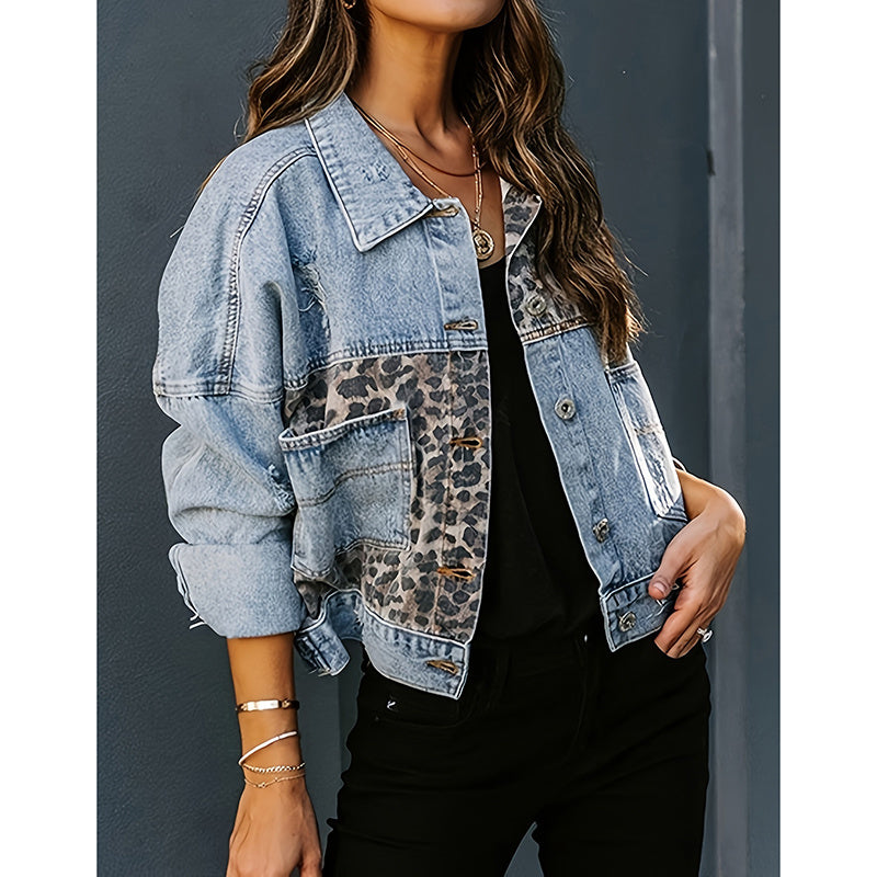 Veste en jean courte déchirée pour femme