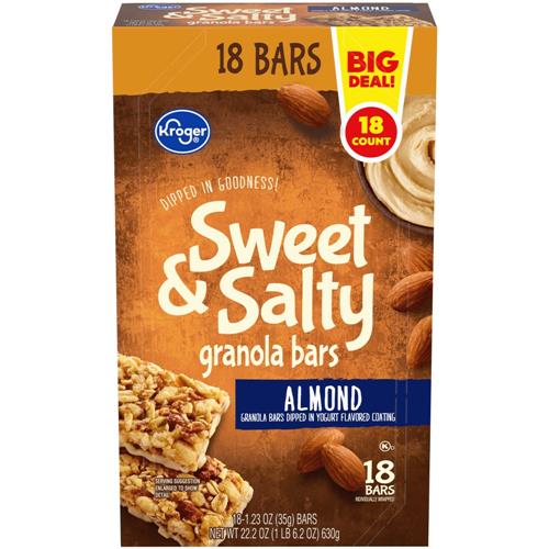 Barres granola aux amandes sucrées et salées Kroger, 18 unités