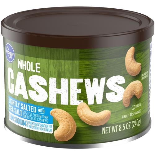 Noix de cajou entières légèrement salées de 8,5 oz de marque Kroger