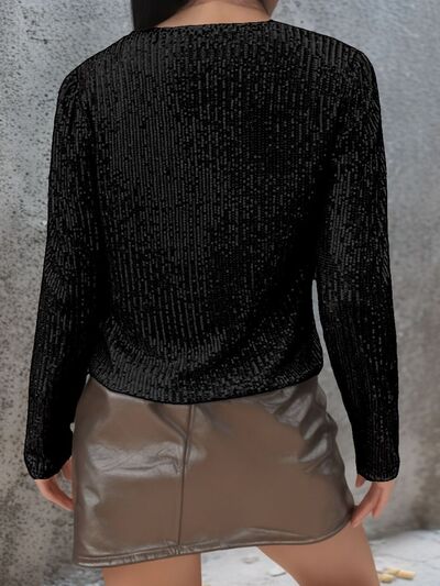 Veste courte élégante à sequins ouverte sur le devant pour femme avec des paillettes glamour, Veste de soirée de luxe pour femme