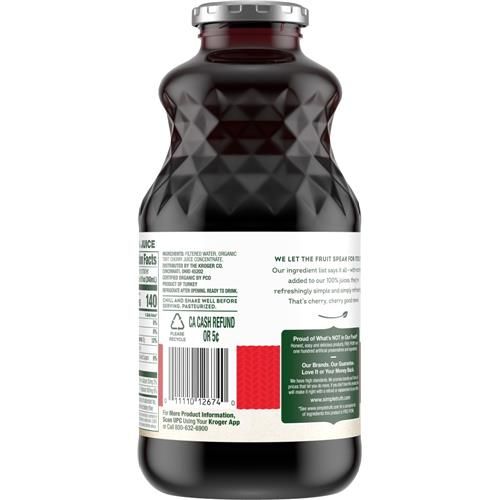 Jus de cerise acidulée 100 % biologique Simple Truth, sans sucre ajouté, 946 ml