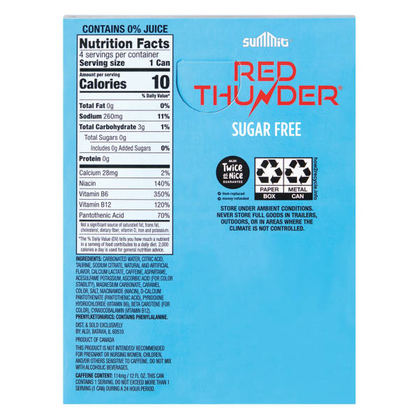 Summit Red Thunder Sans Sucre - 4 x 12 fl