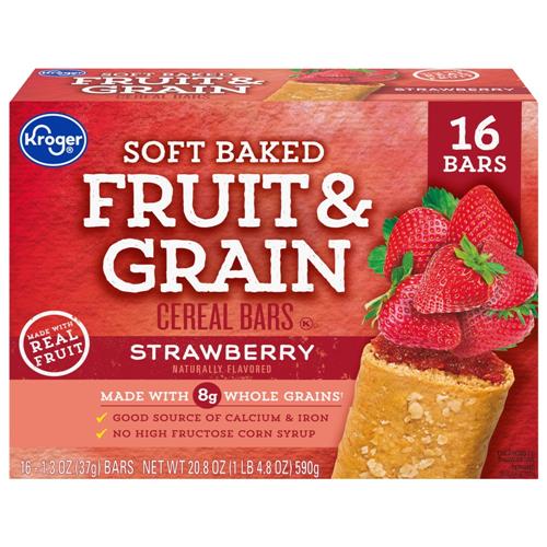 Barres de déjeuner aux fruits et céréales (fraises) Kroger, 16 unités