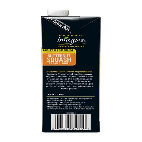 Imaginez un potage onctueux de courge musquée biologique à teneur réduite en sodium, 32 oz