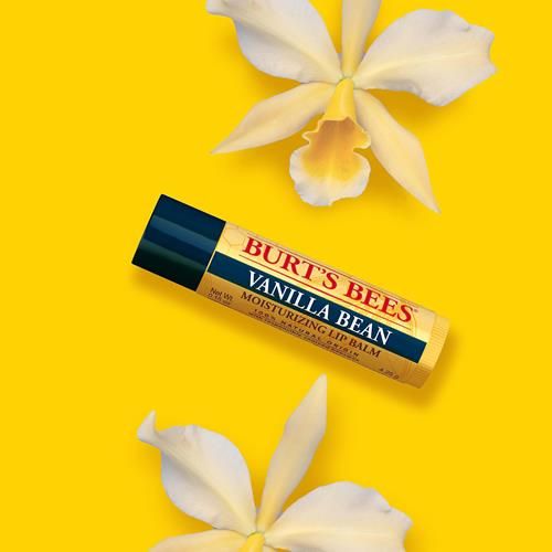 Baume à lèvres Burt's Bees à la vanille, hydratant pour les lèvres avec de la cire d'abeille d'origine responsable, sans teinte, soin des lèvres naturel et revitalisant, 1 tube, 4,25 g.