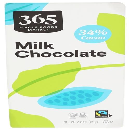 Tablette de chocolat au lait Whole Foods Market, 2,8 oz