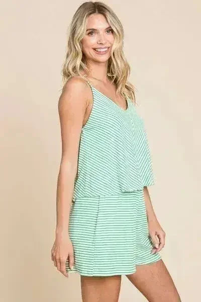 Combinaison short à rayures et double évasement Culture Code - Taille complète